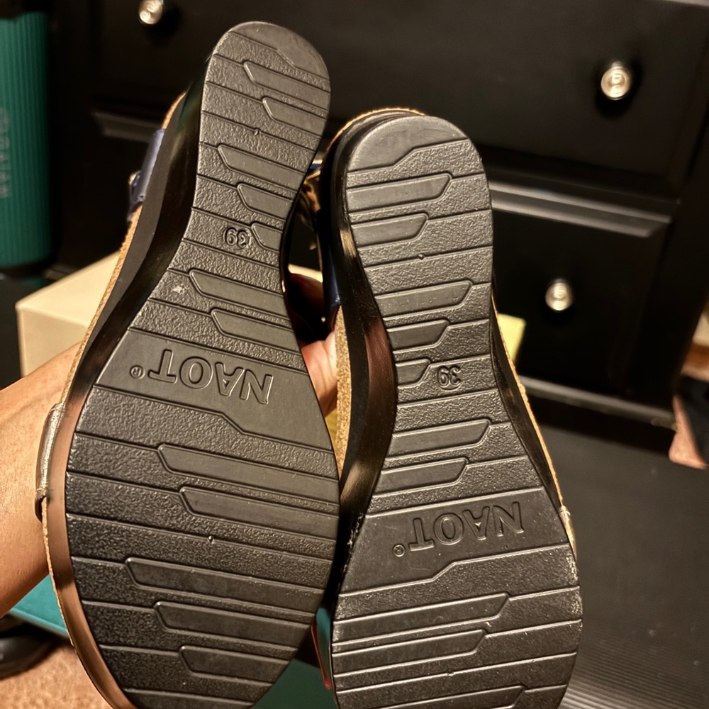 Naot Women's Navy, Red, and Olive Wedge Sandals - Picture 8 of 8